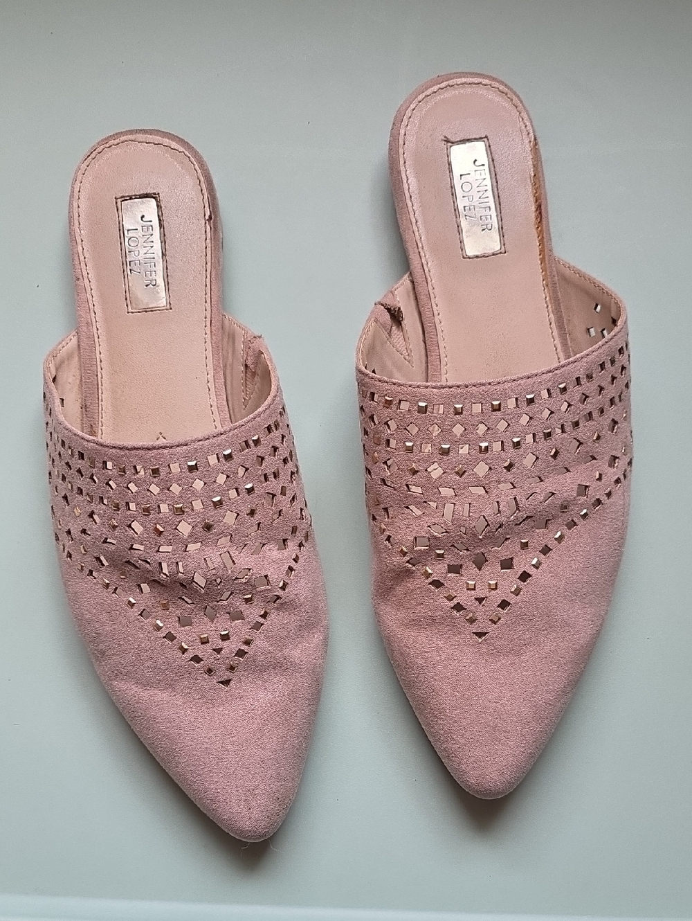 Jennifer Lopez Pink "Suede" Pointed  Mule